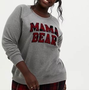 MAMA BEAR HEATHER GRAY FLEECE PULLOVER SWEATSHIRT